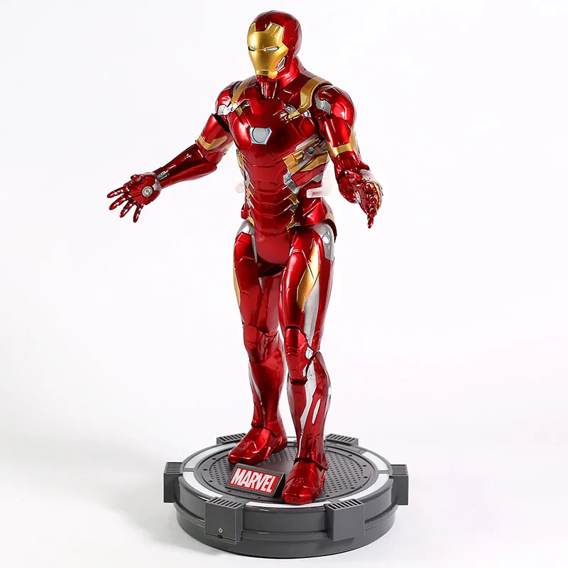 Marvel Капитан Америка Civil War Железный человек ПВХ фигурка Коллекционная модель игрушки с светодиодный светильник 40 см