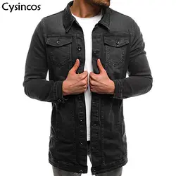 Cysincos брендовые высококачественные мужские куртки 2019 Осень Зима с длинным рукавом винтажные классические рваные куртки тонкие мужские
