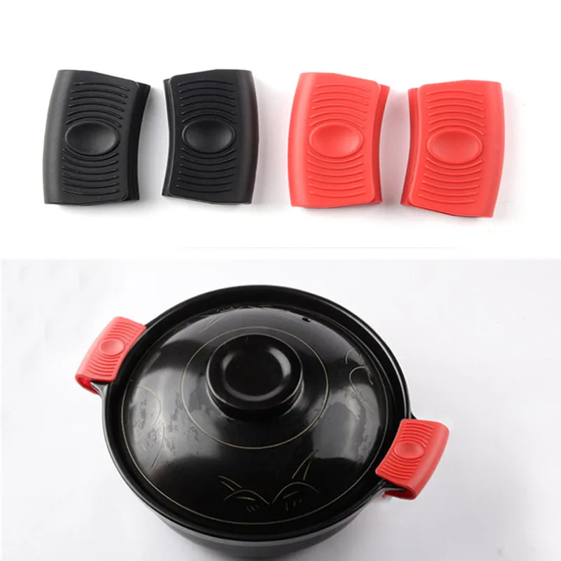 Guantes de aislamiento de silicona para cocina, manoplas antideslizantes, resistentes al calor, con Clip para platos, 1 par