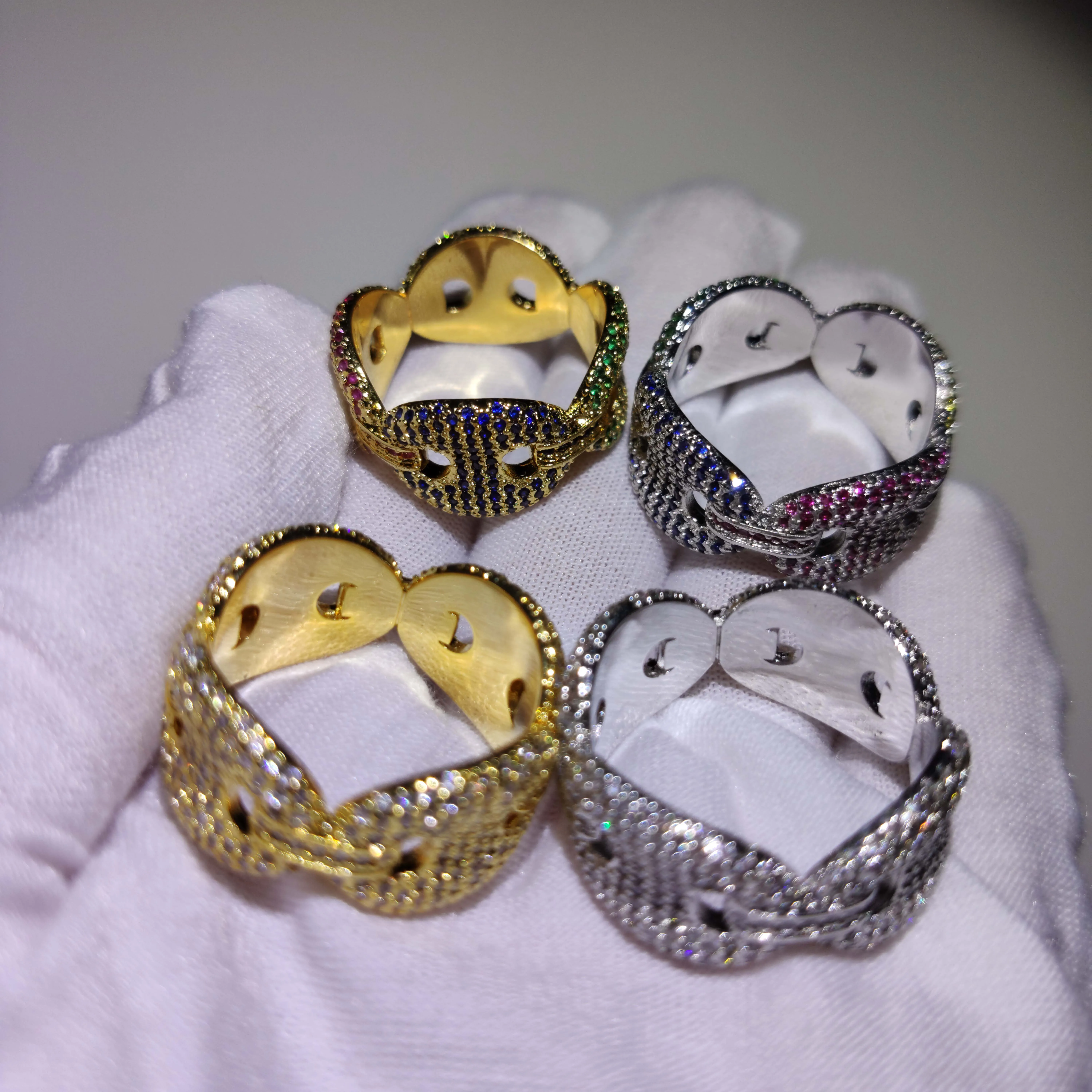 Ювелирные изделия ESKEEM в стиле хип хоп кольцо со сверкающими звеньями модные