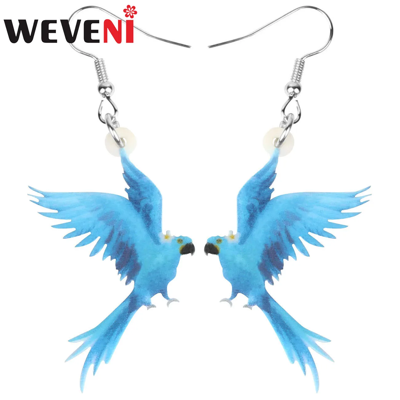 WEVENI Acrylic Blue Macaw Parrot Earrings Print Lovely Bird Animal Dangle Drop Jewelry For Women Girls Kid Funny Gift Decoration | Украшения