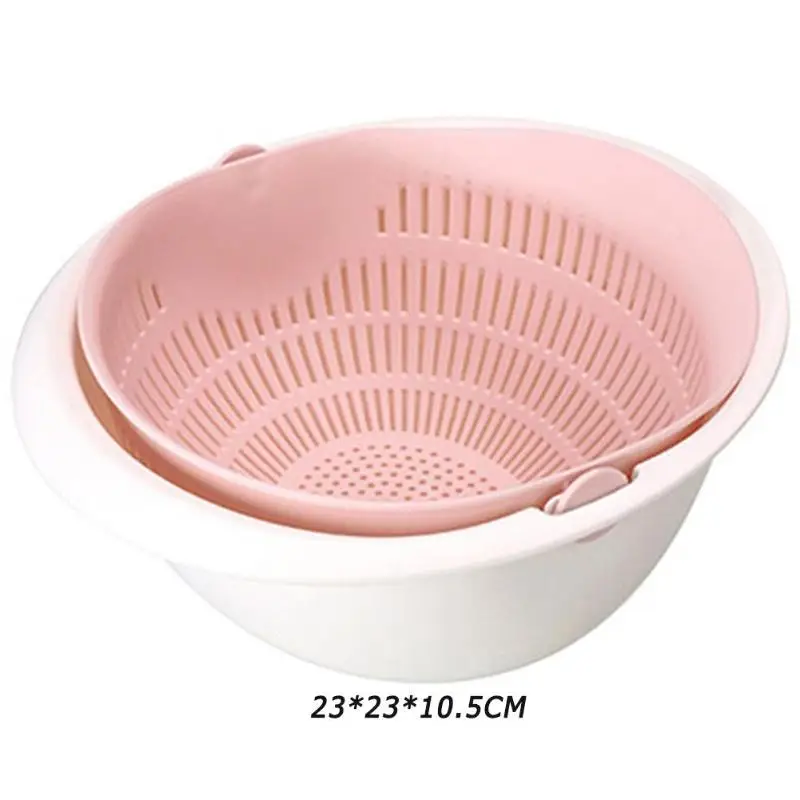 Practical Double Drainage Basket Washing Fruits Vegetable Noodles Plastic Colander Tool Kitchen Household Storage Accessories