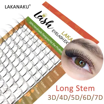 

LAKANAKU 16 Lines Premade Fans Long Stem 3d/4d/5d/6d Lashes Russian Volume Extension Faux Mink Makeup Extension Natural Lashes