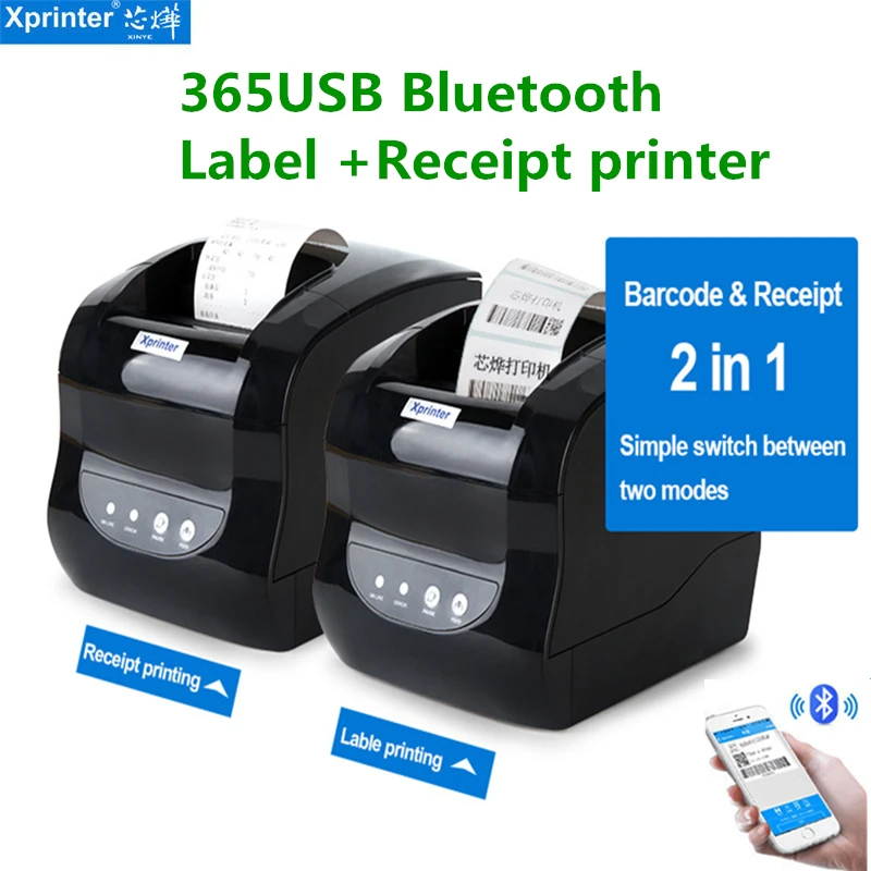 mini colour printer Xprinter Label Barcode Printer Thermal Receipt Printer Bar Code Printer 20mm-80mm XP-365B Price Sticker Printer Barcode Maker mini printer