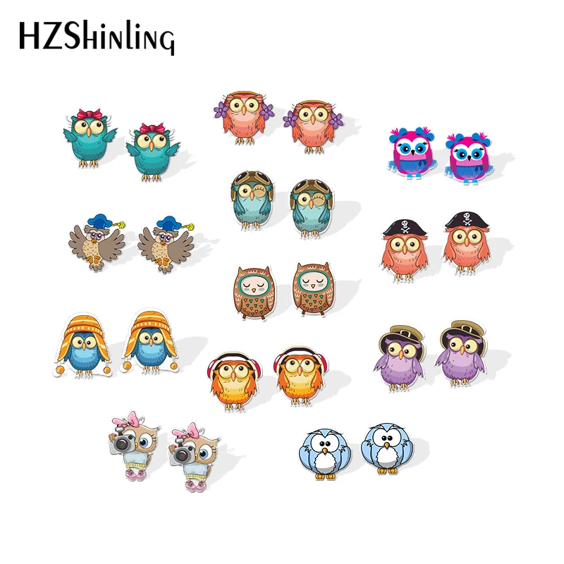 2019 Новые забавные серьги из смолы в виде совы акриловые птиц гвоздики эпоксидной