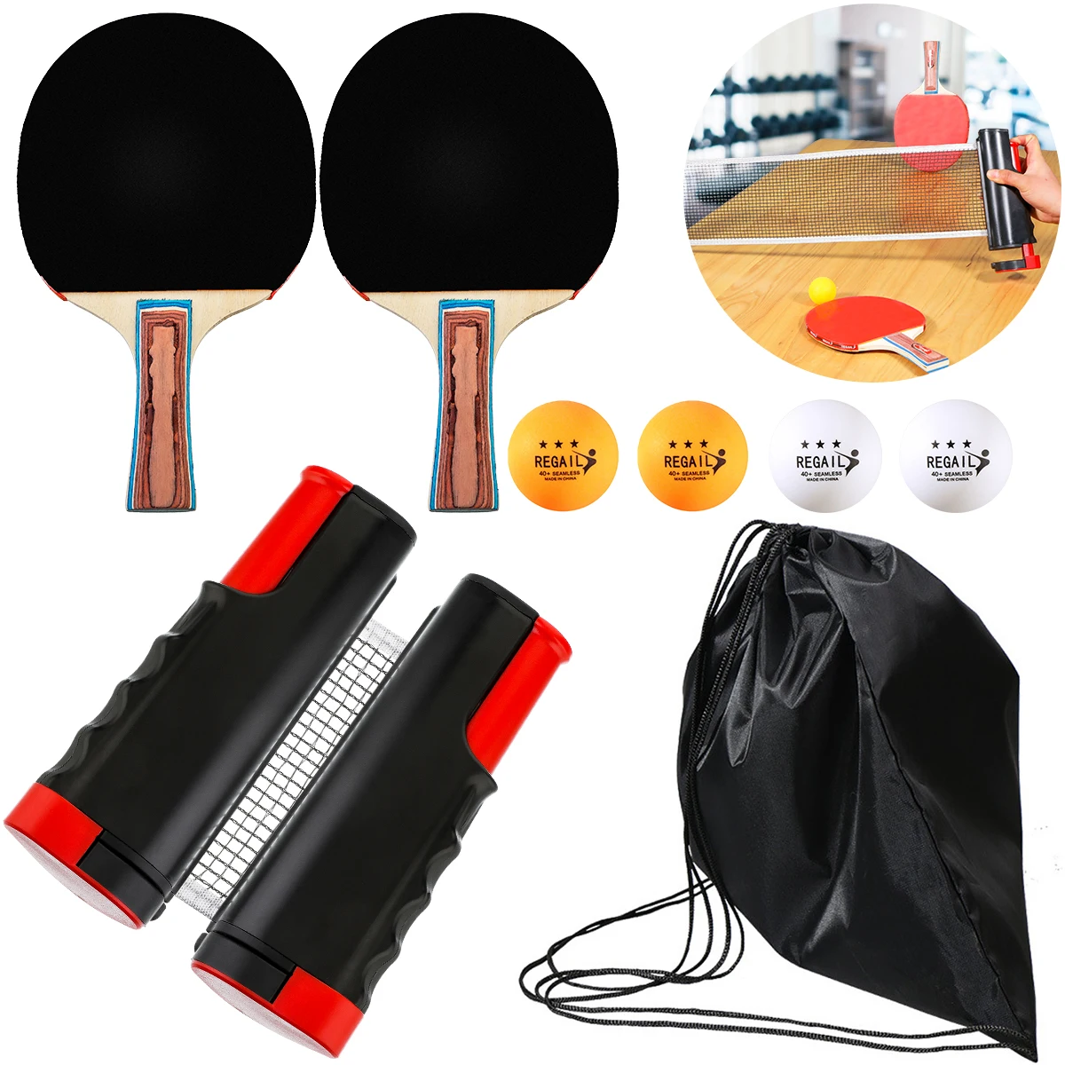 

Portable Extendable Net Table Tennis Paddle Bats Ping Pong Training Accessories Exercise For Beginner Durable Sports Tool