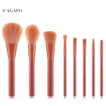 

S'AGAPO 8PCS Professional Makeup brushes set for Loose Powder Foundation Eye Shadow Blush Concealer Eyebrow Cosmetic Makeup tool