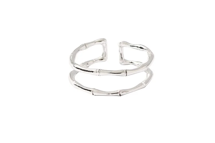 DreamySky, Boho, 925 пробы, серебряный слой, бамбуковые кольца для женщин, ювелирные изделия, Ретро стиль, большие античные кольца для девочек, рождественские подарки, Anillos