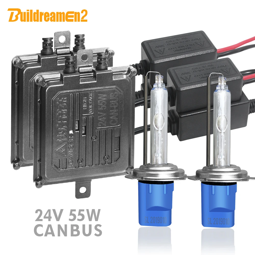 

Buildreamen2 Truck Trailer Light Headlamp 24V Canbus AC HID Xenon Light KIT 55W 10000LM H1 H3 H7 H11 9005 9006 Car Headlight