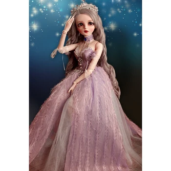 

60cm 1/3 BJD Dolls Mechanical Joints Princess Doll Set - Violet (Included Eyes + Handmade Makeup + Full Clothes As Shown)