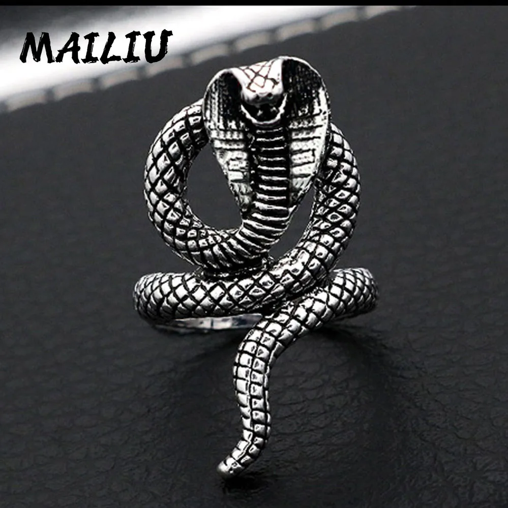 Silver Ring Rattlesnake Vintage Silver Plated Snake Ring Motorcycle Party Punk Domineering Women Men Cool Hip Hop Jewelry