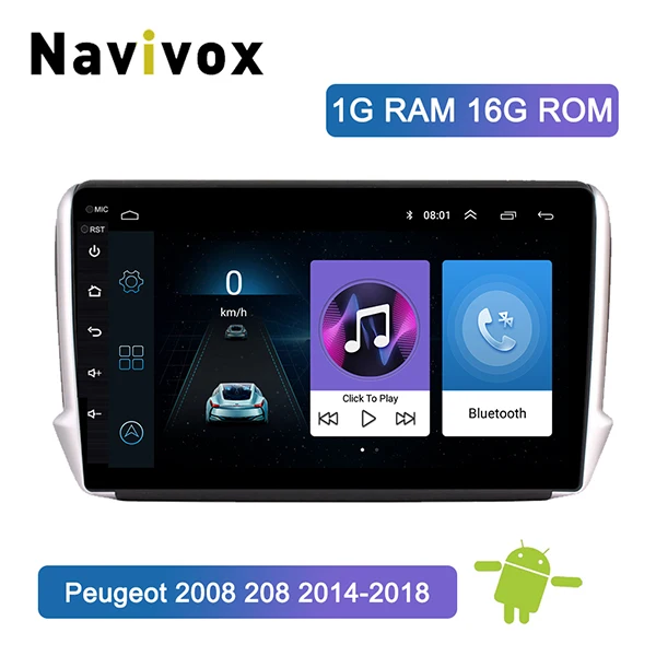 Navivox 10 дюймов Android 8,1 Автомобильный gps Мультимедиа для peugeot 2008 208 серии автомобильный навигатор - Цвет: 1G RAM  16G ROM