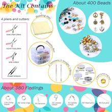 Jewelry Making Kit with Beads Charms Findings Jewellery Pliers Beading Wire for DIY Necklace Bracelet Earrings Tools Set