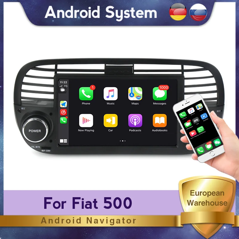 7inch Android Auto Car Radio Stereo Multimeida Video Player For Fiat 500 GPS Navigation WIFI BT Steering Wheel Control FM Mirror |