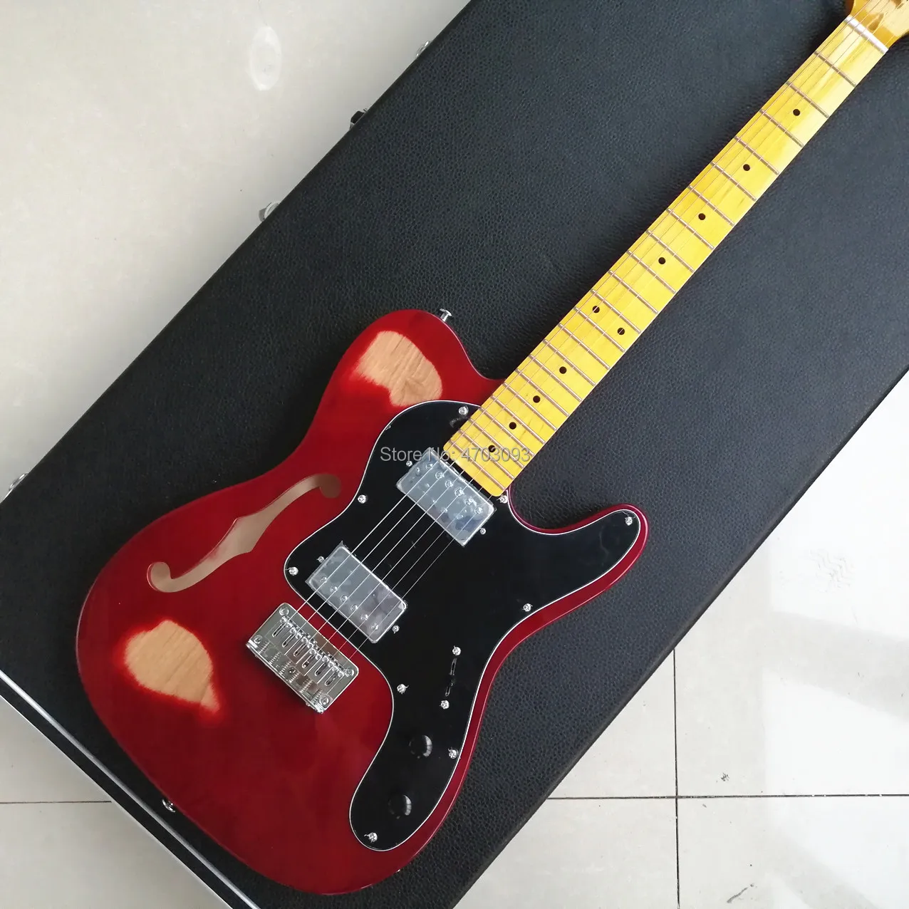 

TELECAS model,6 Strings Electric Guitar,do old wine red guitar,maple fretboard,hollow body,Free shipping