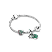 Pan Семейный Браслет сад серия ослепительный четырехлистный клевер тип сердца бисерный эмаль ювелирные изделия опал