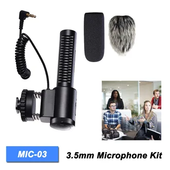

MIC-03 3.5mm Audio Cable Camera VLOG Condenser Microphone Super-cardioid Recording Microphone For Nikon Canon Sony DSLR Camera