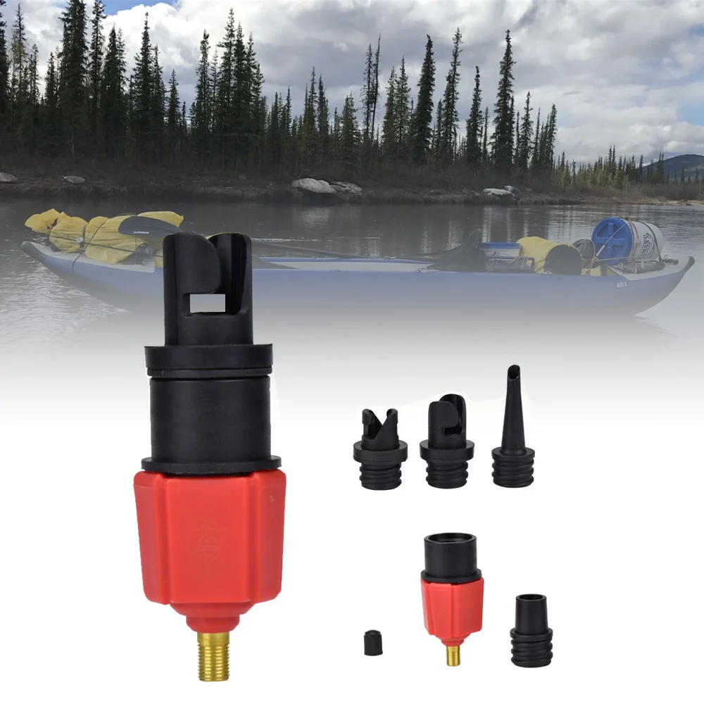 

Boat Canoe Kayak SUP Paddle Board Pump Adapter Inflatable Conversion Head Air Valve Adaptor with 4 pcs Inflatable Nozzles