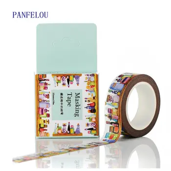 

PANFELOU 1.5CMx10M The bottle cartoon Stickers border masking adhesive paper washi tape DIY Scrapbooking Hand account