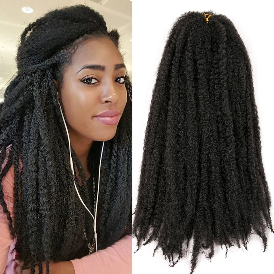 Marley Hair 18 inch Synthetic Afro Kinky Braiding Hair Crochet Braids 30  Strands/pack Black Ombre Brown Hair Extensions| | - AliExpress