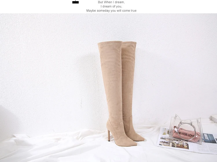 Fashion Stretch women's high boot elastic high heel long boots Female Over the knee thin heels women's shoe