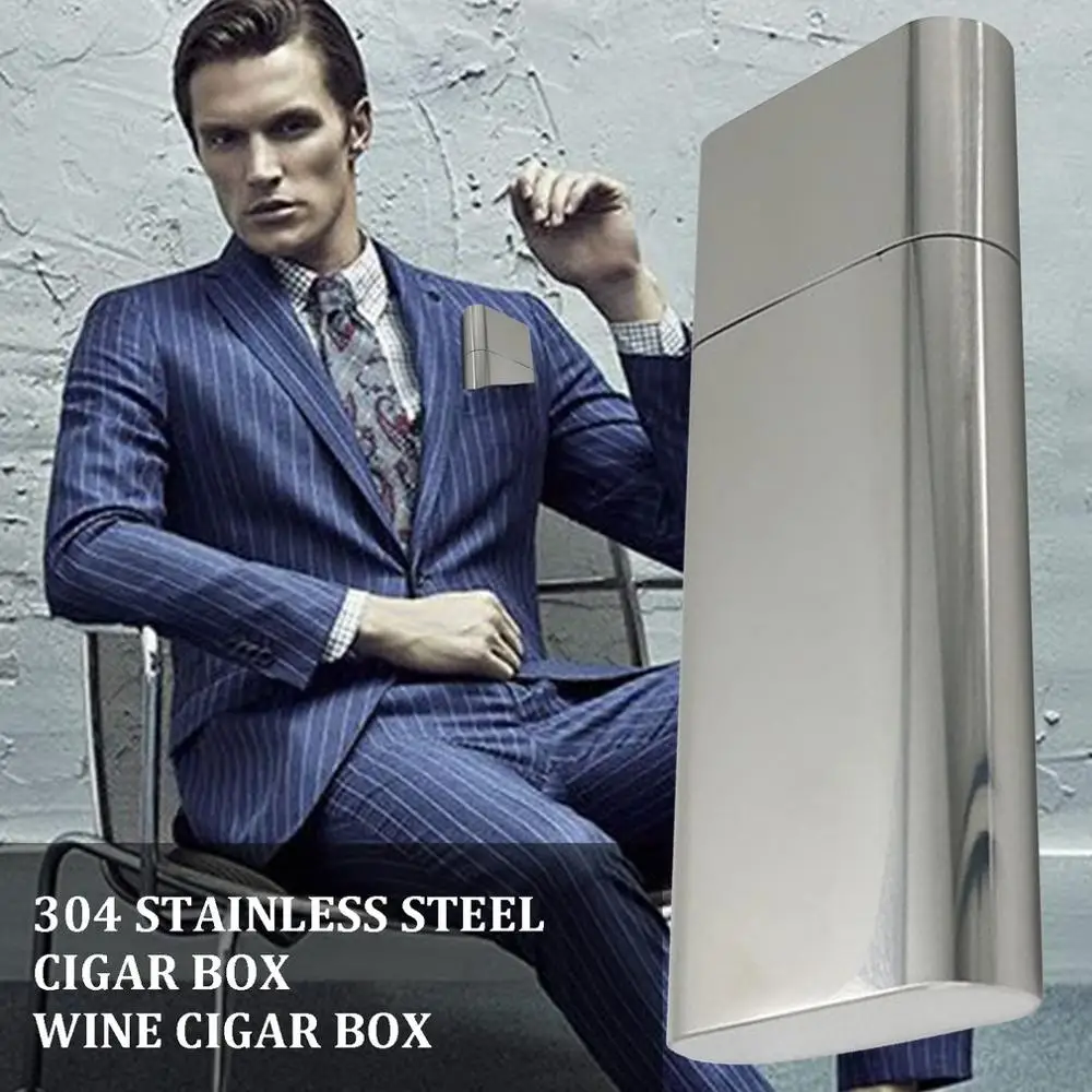 Multi-Function 304 Stainless Steel Cigar Box Wine Tube Jug Cigar Tube Sturdy Body Beautiful And Exquisite Cigar Box
