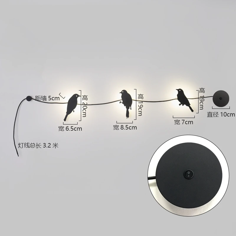 Современная линия птиц светодиодный настенный светильник для ванной комнаты детская спальня прикроватные настенные лампы декоративные светильники 220v 110v