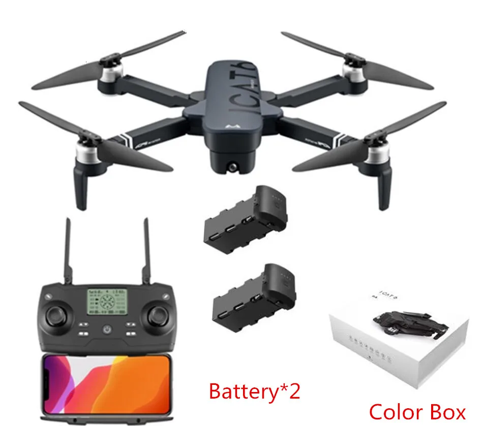 Color box 2battery Внешний воздушный двойной gps Бесщеточный 4K гоночный Wi-Fi FPV Радиоуправляемый Дрон 5G 1000M 23MINS электрическая двойная камера gps Follow Me Радиоуправляемый вертолет - Цвет: Color box 2battery