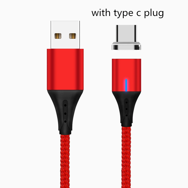 Магнитный кабель 3A Micro usb type C кабель передачи данных для быстрой зарядки для iPhone XS MAX XR 8 7 Plus SAMSUNG S10+ S9 для XIAOMI Mi9 MIX3 2S - Цвет: Red Type C Plug