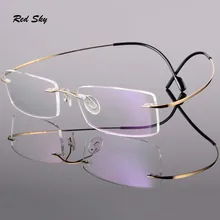 Унисекс, без оправы, титановая, для чтения, квадратная оправа для очков, Пресбиопия, очки для женщин и мужчин, гибкие очки по рецепту+ 1,00-+ 3,50