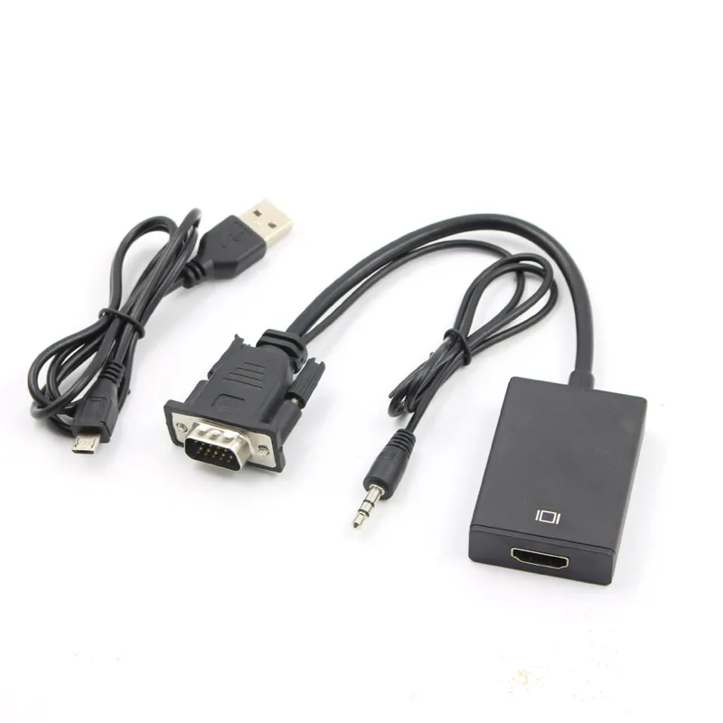 Преобразователь из VGA в HDMI кабель адаптер с аудио 1080P VGA HDMI адаптер для портативных ПК к HDTV проектор