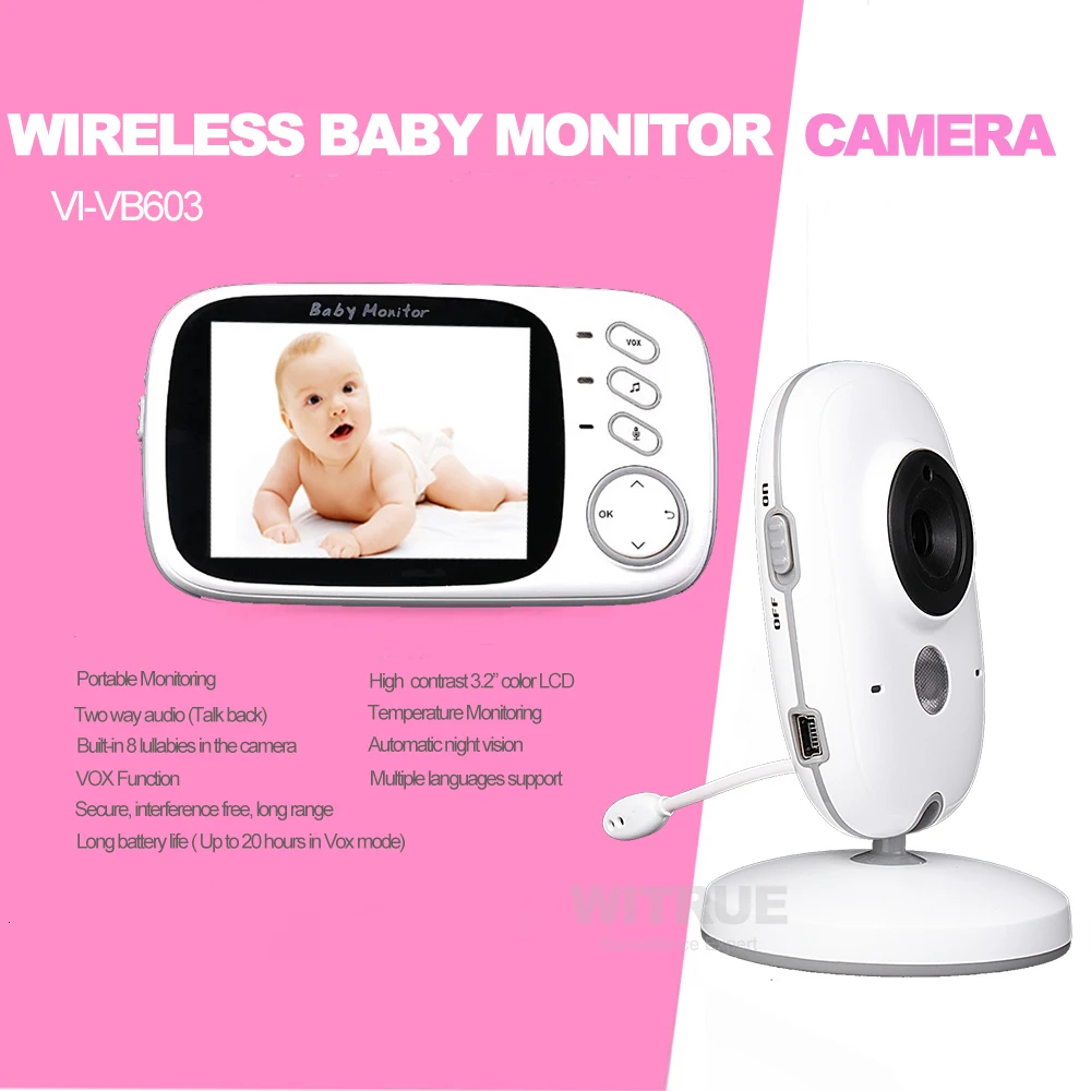  OGV Baby Monitor VB603 2.4G Wireless 3.2 Inches LCD 2 Way Audio Talk Night Vision Video Nanny baba 