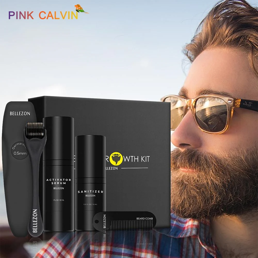 Crescimento da Barba Realçador de Cabelo Kit com Pente Óleo Barba Conjunto Crescimento Essencial Cuidados Faciais Homme 4 Pçs Kit