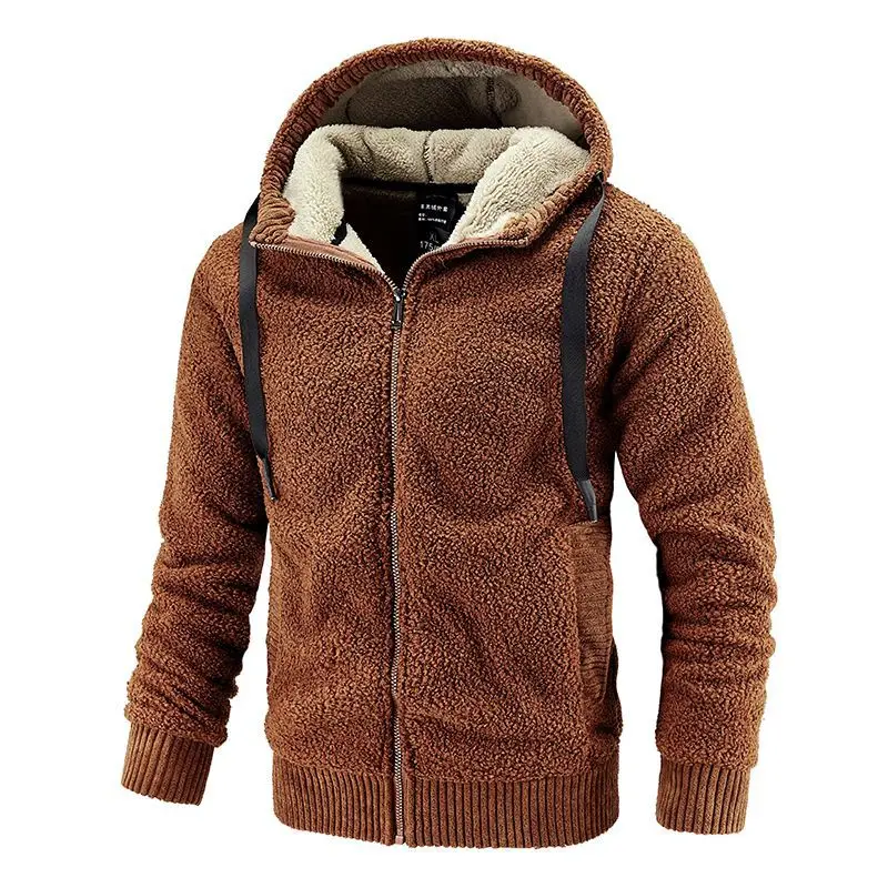 Winter Cashmere Hoodies Men Casual Slim Fleece Sweatshirts Plus Size 7XL 8XL Streetwear Thermal Zipper Coat Clothing