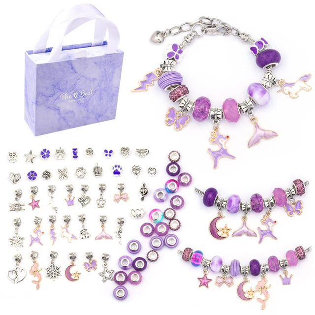 Kit De Fabrication De Bijoux Pour Enfants, Bracelets Et Colliers À  Breloques, Ensemble De Perles En Alliage, Jouets De Bricolage, Cadeau Pour  Filles - Perles Jouets - AliExpress