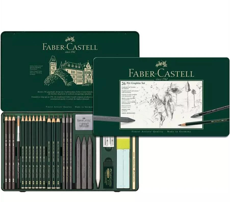 Faber Castell Питт графитовые комплект 9000 олова 11/19/26/33 Профессиональный эскизов карандаши для рисования набор 112972 112973 112974 112977