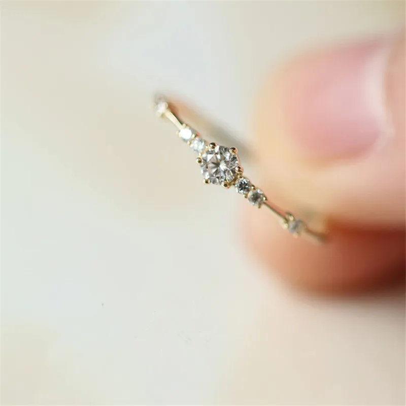 Silver Rings Silver Ring Gold Plated Rings Wedding Rings Gold Plated Silver Ring 925 Sterling Silver 14K Gold Plating Pav&eacute; Crystal Exquisite Wedding Ring Women Light Luxury Temperament Jewelry Accessories