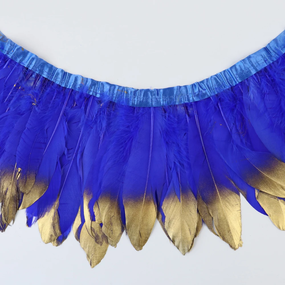 2 ярда, отделка из золотых гусиных перьев, высота 6-8 дюймов, белые перья для свадебного платья, декоративные ленты для шитья - Цвет: royal