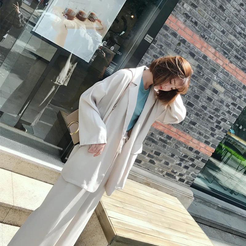 

Women Clothes Spring New Solid Color Commuting Long Sleeve Lapel Turn-down Collar Small Suit Women Suit Two-piece Set