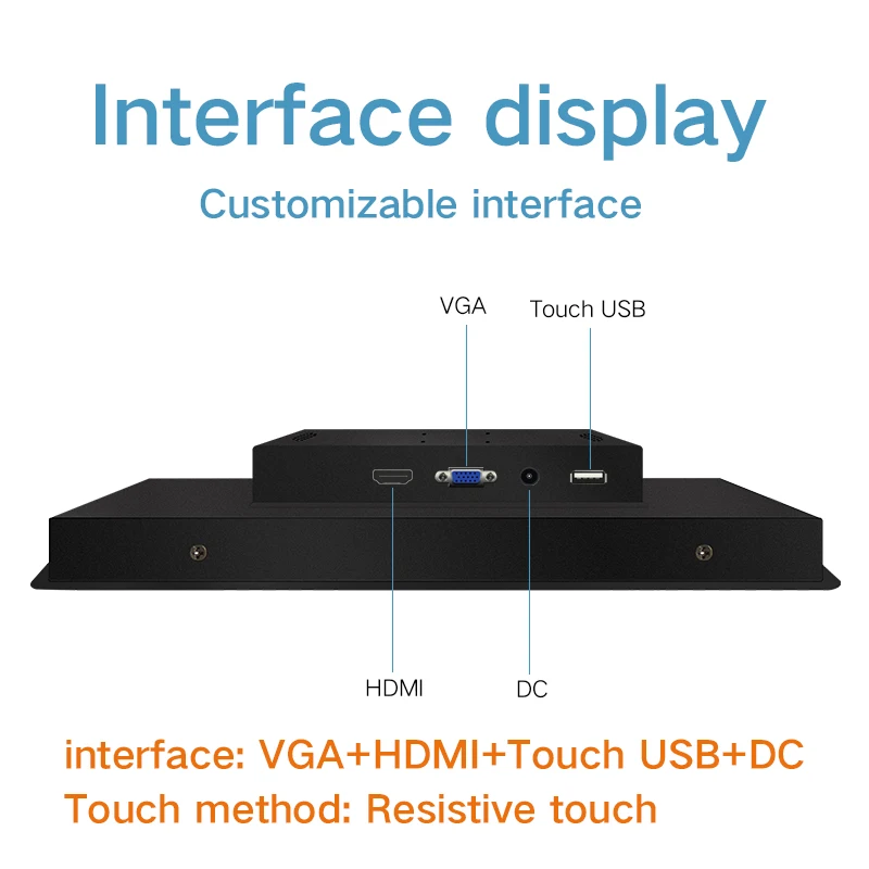 1" VGA/HDMI/DVI интерфейс металлические рамы пряжки фиксированный дисплей промышленный ЖК-дисплей Широкий экран монитор 1440*900 Сопротивление сенсорный экран - Цвет: VGA HDMI USB