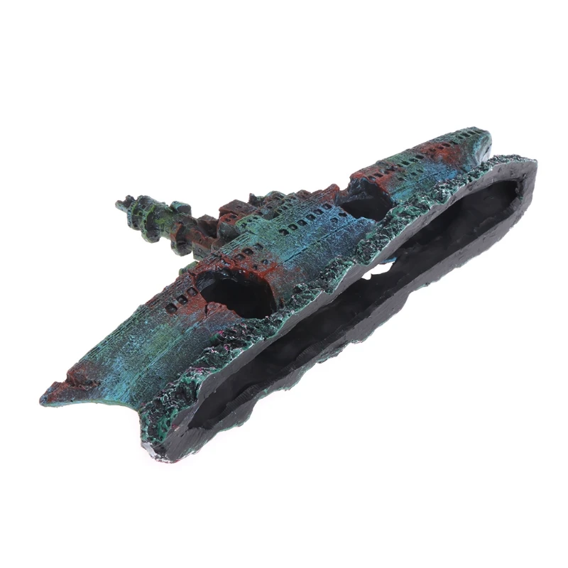 Aquarium Decoration Marine Warship Fish Tank Ornament Hiding Cave Landscape Boat