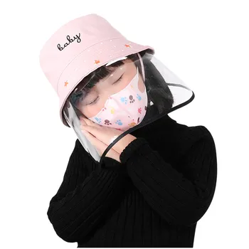 

In Stock Anti-spitting Protective Hat Dustproof Cover Kids Boys Girls Fisherman Cap Hat Protect children Mascarilla protectora#2