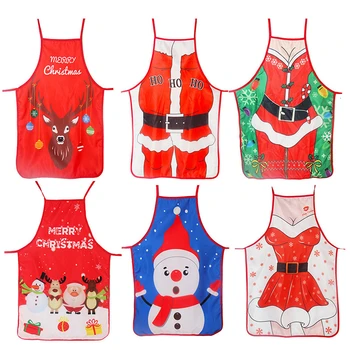 

Cute Cartoon Christmas Apron Santa Claus Snowman Elk Apron Navidad 2019 New Year Christmas Decorations For Home Kitchen Supplies