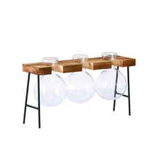 Скандинавские украшения для сада Деревянные Художественные железные рамы Хрустальные стеклянные пробирки Ваза деревянная подставка цветочные горшки для гидропоники растений