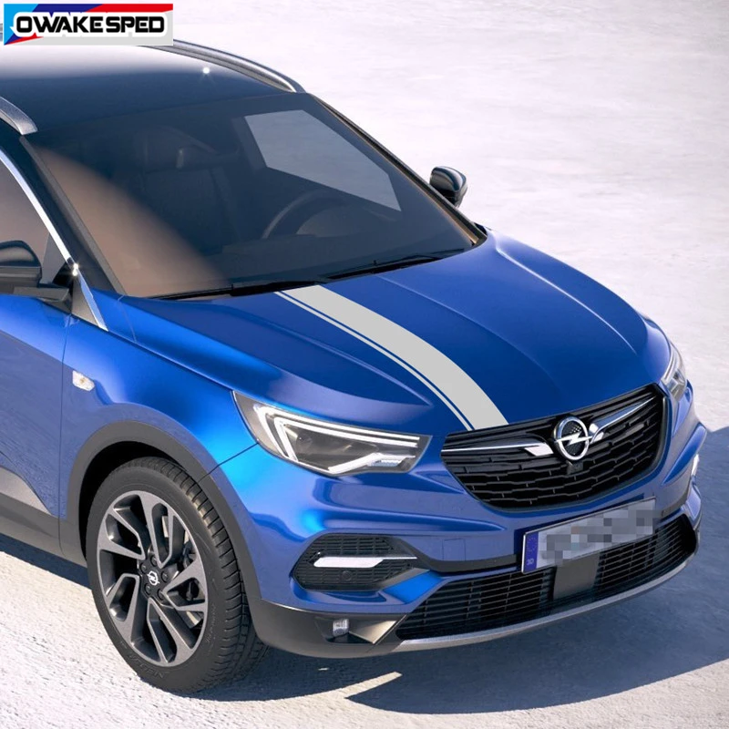 Racing Sport Stripes Car Hood Bonnet Sticker For Opel Grandland X Auto Engine Cover Decor Vinyl Decal Exterior Accessories (4)