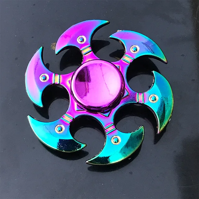 New Rainbow Metal Hand Spinner Focus Toy Ninja Fidget Spinner R188 Electroplate Hybrid Bearing Toys for Children Wholesale 2