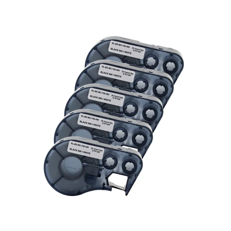 

5 Pcs MC-750-595 19.1mm Width Label Tape Black On White Compatible for Brady BMP-41 Brady BMP-51 BMP-53 PC Linked Label Printers