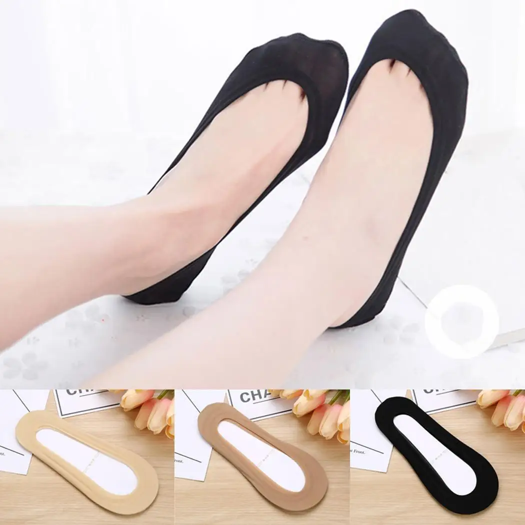 

Women Ice Silk Boat Socks Silicone Anti-slip Solid Summer Invisible Pink/Gray/Dark Nude/Light Nude/Black Socks