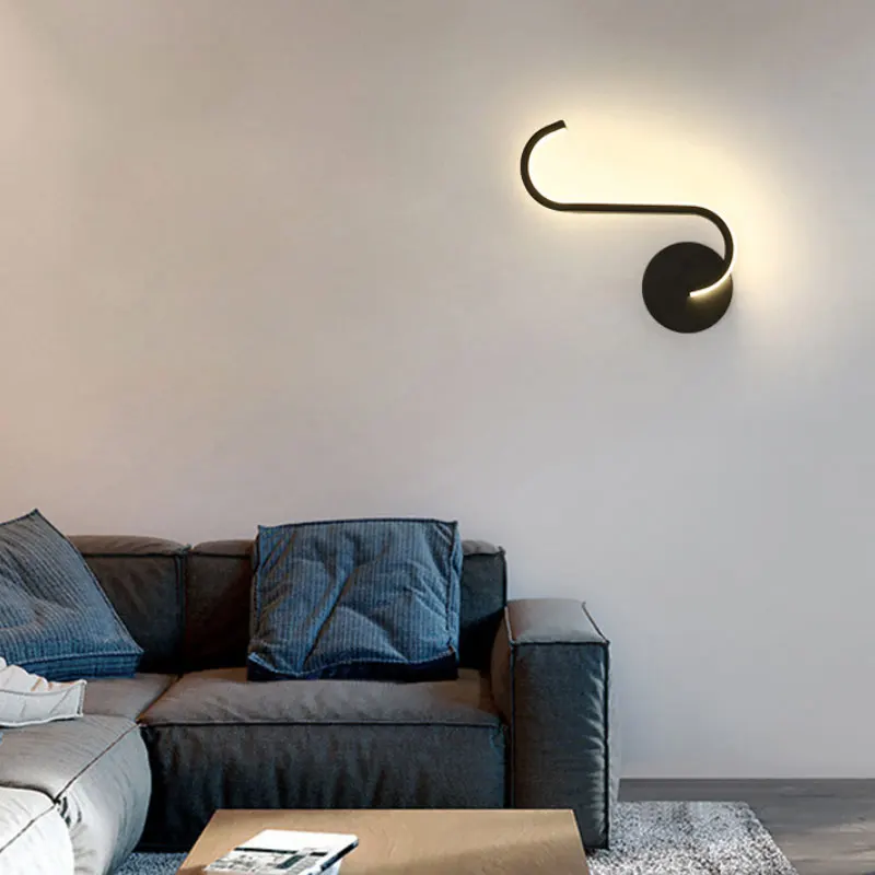 Nordic line black and white creative personality wall lamp designer decoration led bedroom bedside modern aisle wall lamp