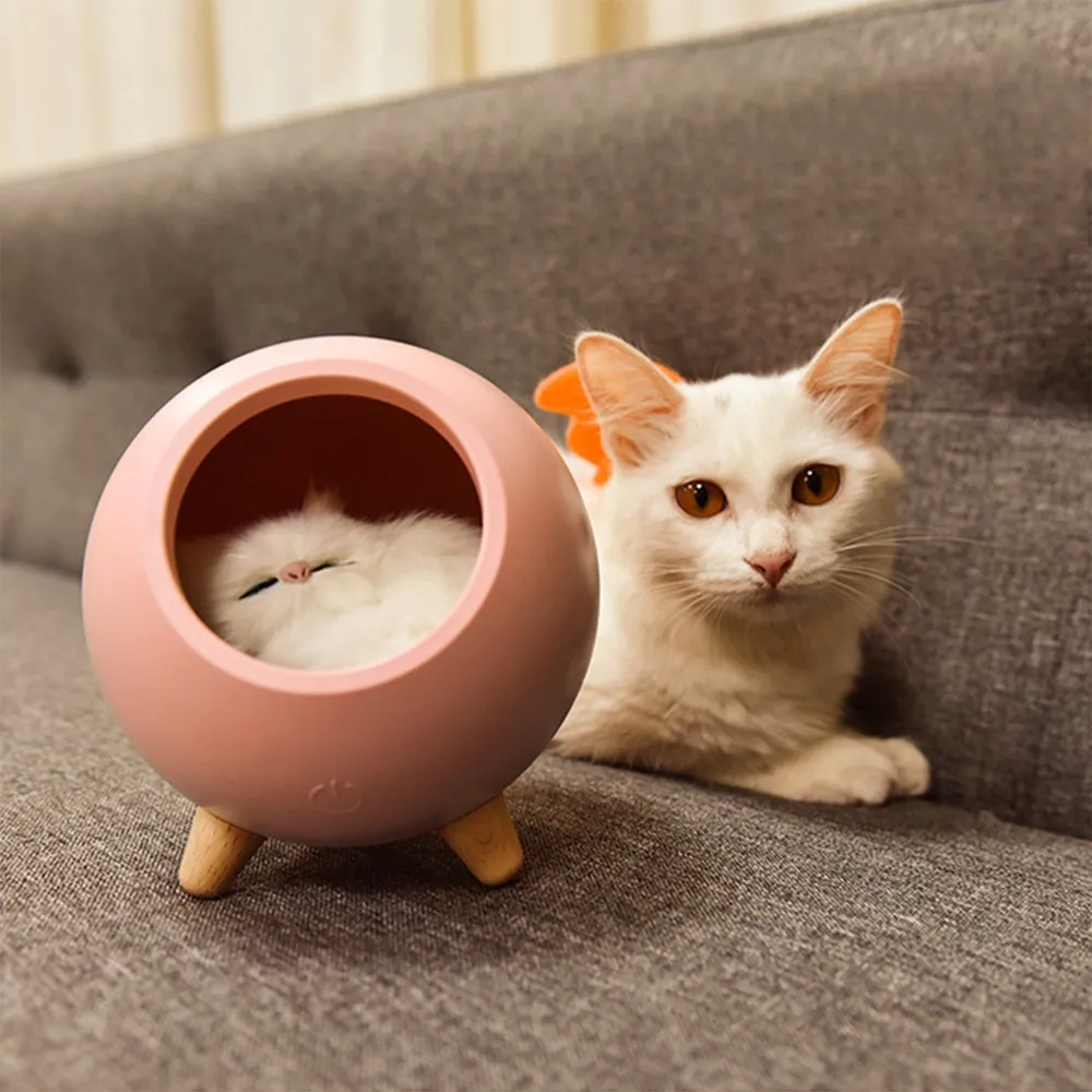 3 Color Little Pet House Atmosphere Lamp Warm Cute Cat USB portable Charging Night Light Home Decor Bedside Sleeping Light